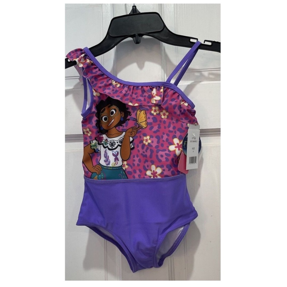 Disney’s Encanto One Piece Purple Bathing Suit Girls Size 4. Style# 8313849E0